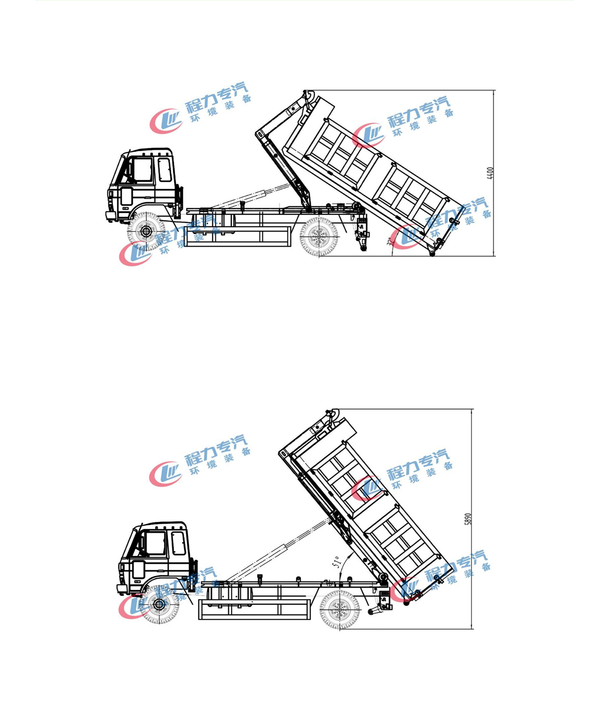 陜汽德龍M3000后雙橋勾臂垃圾車